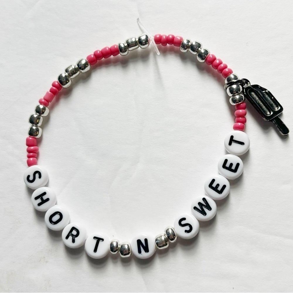 Sabrina Carpenter Short N Sweet Beaded Friendship Bracelet Pink & Silver
